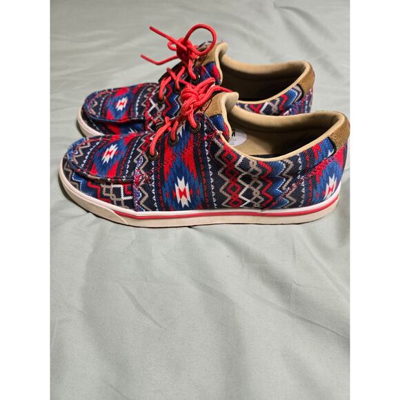Twisted x 7.5 women's red aztec printed tie shoes - Picture 4 of 8